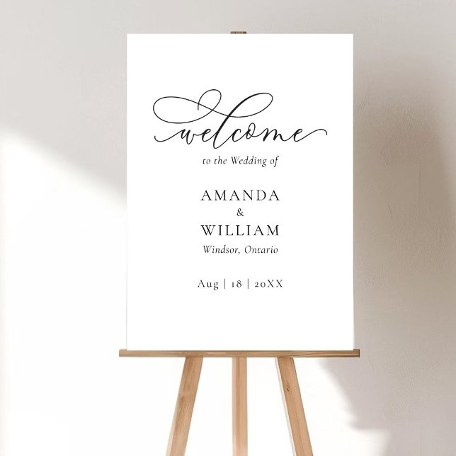 Poster Sinal de boas-vindas do casamento elegante e moder (Criador carregado)