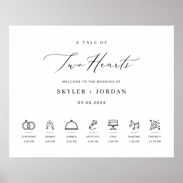 Poster Sinal de Boas-vindas do Casamento Elegante Moderno (Frente)