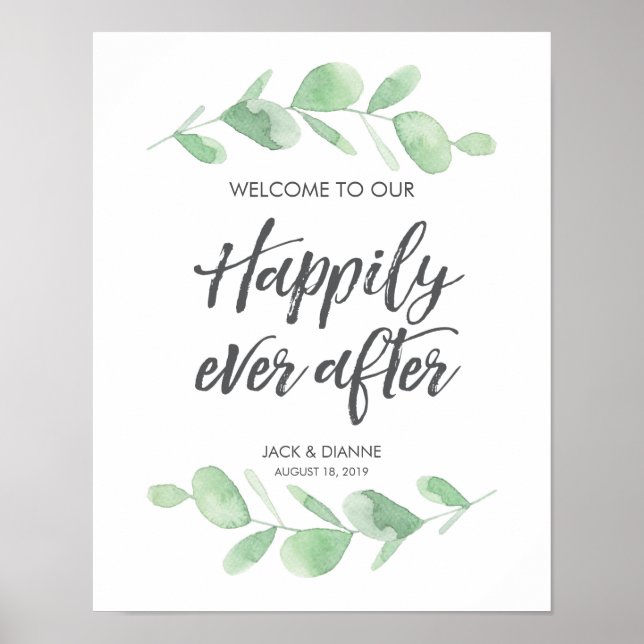Poster Sinal de Boas-vindas do Casamento Eucalyptus (Frente)