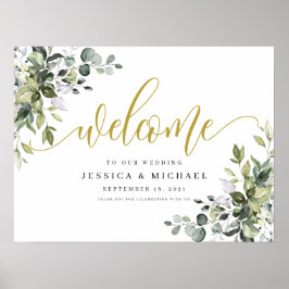 Poster Sinal de Boas-vindas do Casamento Eucalyptus Green