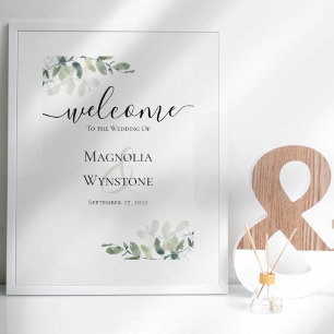 Poster Sinal de Boas-vindas do Casamento Eucalyptus Green