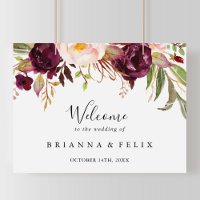 Sinal de boas-vindas do Casamento Floral Colorido 