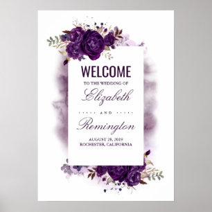 Póster Sinal de Boas-vindas do Casamento Floral de EggPla
