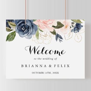 Poster Sinal de Boas-vindas do Casamento Floral de Invern