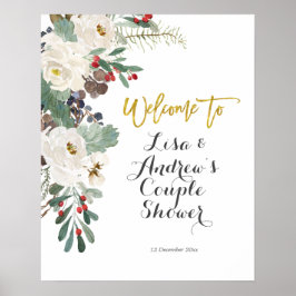 Poster Sinal de Boas-Vindas do Casamento Floral de Natal