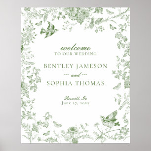 Poster Sinal de Boas-vindas do Casamento Floral de Toile 