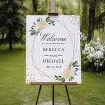 Póster Sinal de Boas-vindas do Casamento Floral Dourado V<br><div class="desc">Bem-vindos aos seus convidados ao estilo com o nosso sinal de boas-vindas do Boas-vindas ao Greenerescente Dourado Glitters! Esta bela design apresenta um delicado padrão verde e uma estrutura geométrica dourada, criando uma atmosfera romântica e caprichosa que é perfeita para qualquer casamento. A placa pode ser montada em espuma ou...</div>