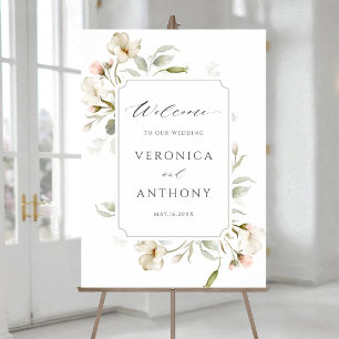 Poster Sinal de Boas-vindas do Casamento Floral Elegante 