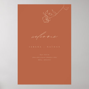 Poster Sinal de Boas-vindas do Casamento Floral Mínimo D