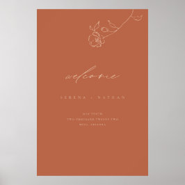 Poster Sinal de Boas-vindas do Casamento Floral Mínimo De