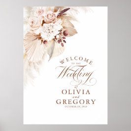 Poster Sinal de Boas-vindas do Casamento Floral Pampas Gr