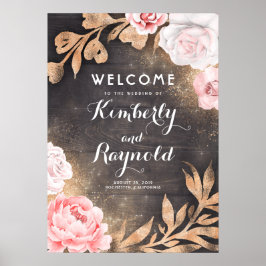 Poster Sinal de Boas-vindas do Casamento Floral Russo Dou