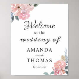Poster Sinal de Boas-vindas do Casamento Floral Russo Dus