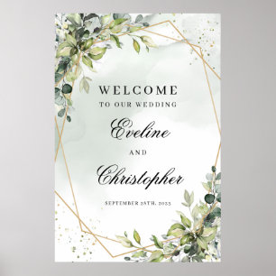 Poster Sinal de boas-vindas do casamento geométrico de ou