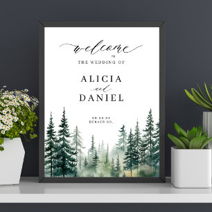 Poster Sinal de boas-vindas do casamento no inverno da fl