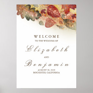 Póster Sinal de boas-vindas do casamento outono