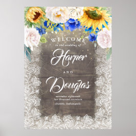 Poster Sinal de boas-vindas do Casamento outono de girass
