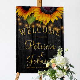 Poster Sinal de boas-vindas do casamento outono de madeir