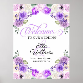 Poster Sinal de boas-vindas do Casamento outono Floral Pr
