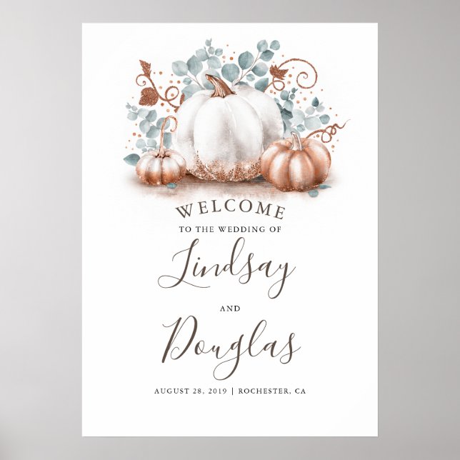 Poster Sinal de boas-vindas do Casamento outono Pumpkins  (Frente)