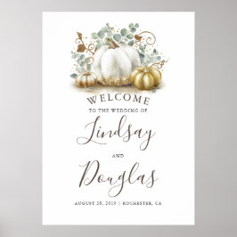 Poster Sinal de boas-vindas do Casamento outono Pumpkins 