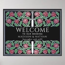 Poster Sinal de Boas-Vindas do Casamento Real Floral Prat