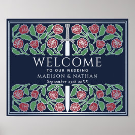 Poster Sinal de Boas-Vindas do Casamento Real Floral Prat