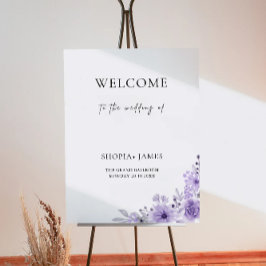 Poster Sinal de Boas-Vindas do Casamento Roxo