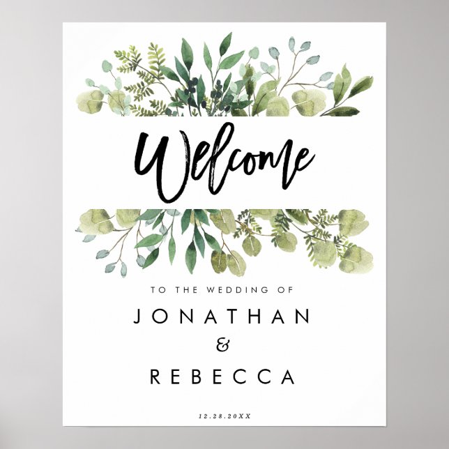 Poster sinal de boas-vindas do casamento russo verde post (Frente)