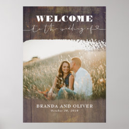 Poster Sinal de Boas-vindas do Casamento Rustic Wood