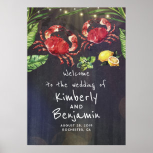 Póster Sinal de Boas-Vindas do Casamento Tropical do Casa