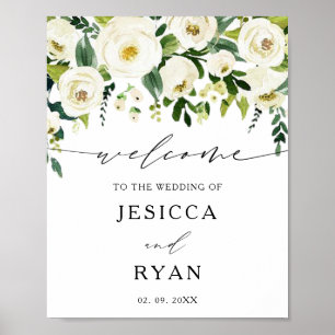 Poster Sinal de Boas-vindas do Casamento Verde das Rosas