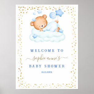 Poster Sinal de Boas-Vindas do Chá de Bebê do Menino Urso