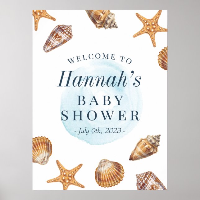 Poster Sinal de boas-vindas do Chá de fraldas Ahoy náutic (Frente)