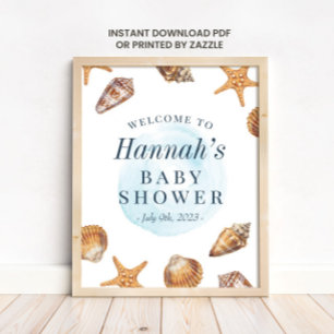 Poster Sinal de boas-vindas do Chá de fraldas Ahoy náutic