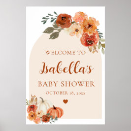 Poster Sinal de boas-vindas do Chá de fraldas Arch Boho