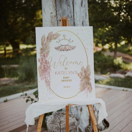 Poster Sinal de boas-vindas do Chá de fraldas Ballerina T