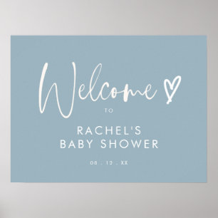 Poster Sinal de boas-vindas do Chá de fraldas Boho Dusty 