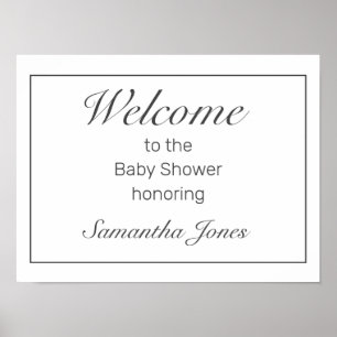 Poster Sinal de boas-vindas do Chá de fraldas branco mini