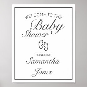 Poster Sinal de boas-vindas do Chá de fraldas branco mini