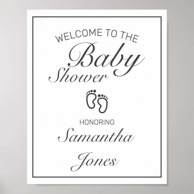 Poster Sinal de boas-vindas do Chá de fraldas branco mini (Frente)
