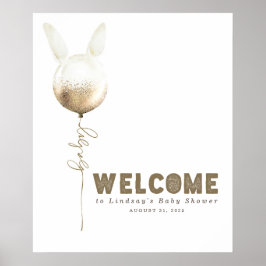 Poster Sinal de boas-vindas do Chá de fraldas Bunny Ballo