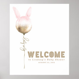 Poster Sinal de boas-vindas do Chá de fraldas Bunny Ballo