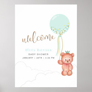 Poster Sinal de boas-vindas do Chá de fraldas Cub Teddy B