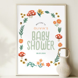 Póster Sinal de boas-vindas do Chá de fraldas da Floresta