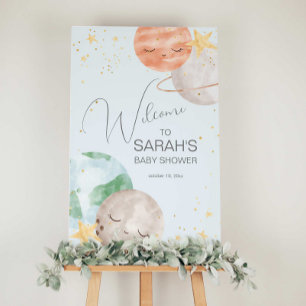 Poster Sinal de boas-vindas do Chá de fraldas de espaço e