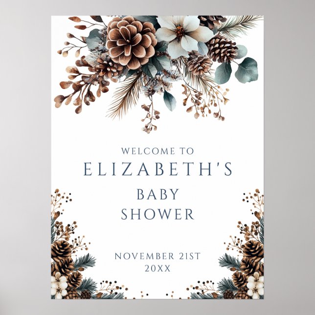 Poster Sinal de boas-vindas do Chá de fraldas de inverno  (Frente)