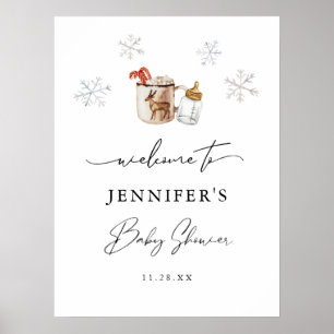 Poster Sinal de boas-vindas do Chá de fraldas de inverno