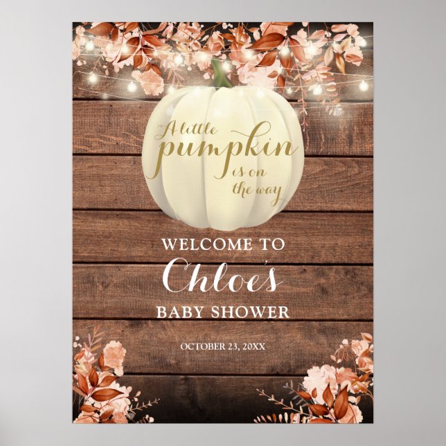 Poster Sinal de boas-vindas do Chá de fraldas de queda de (Frente)