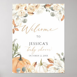 Poster Sinal de boas-vindas do chá de fraldas de queda, p